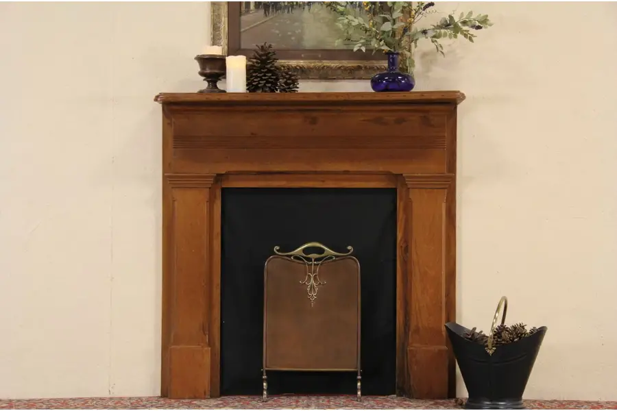 Photo of Country Pine 1860 Antique Fireplace Mantel