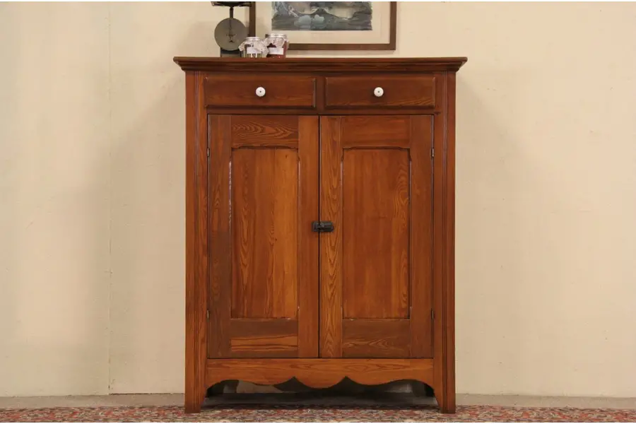 Photo of Country 1895 Antique Oak Pie Safe Cupboard