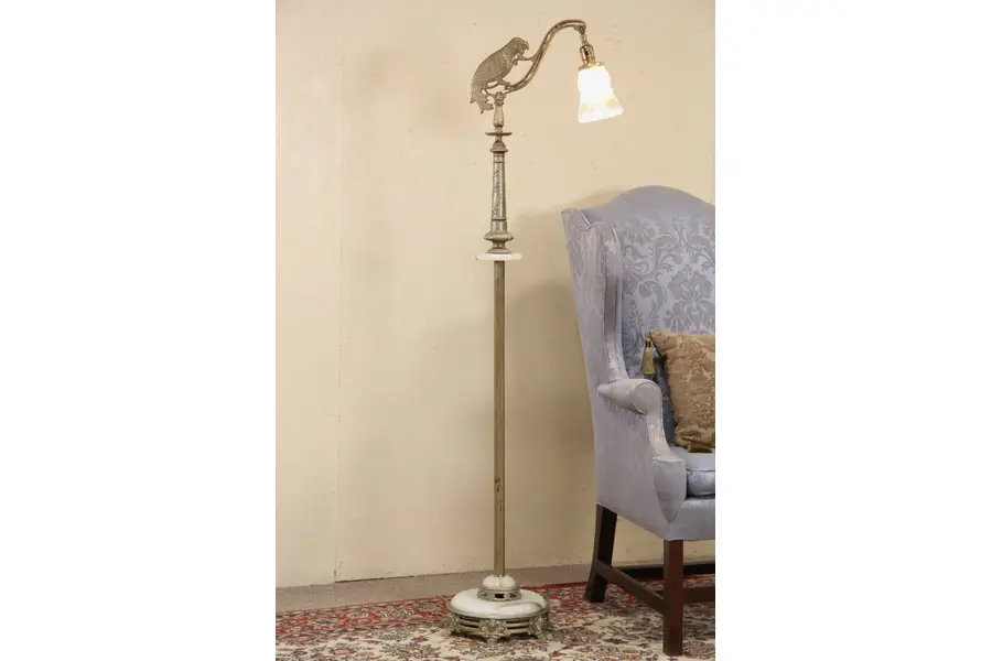 Photo of Onyx Bridge Floor Reading Lamp 1940's Vintage
