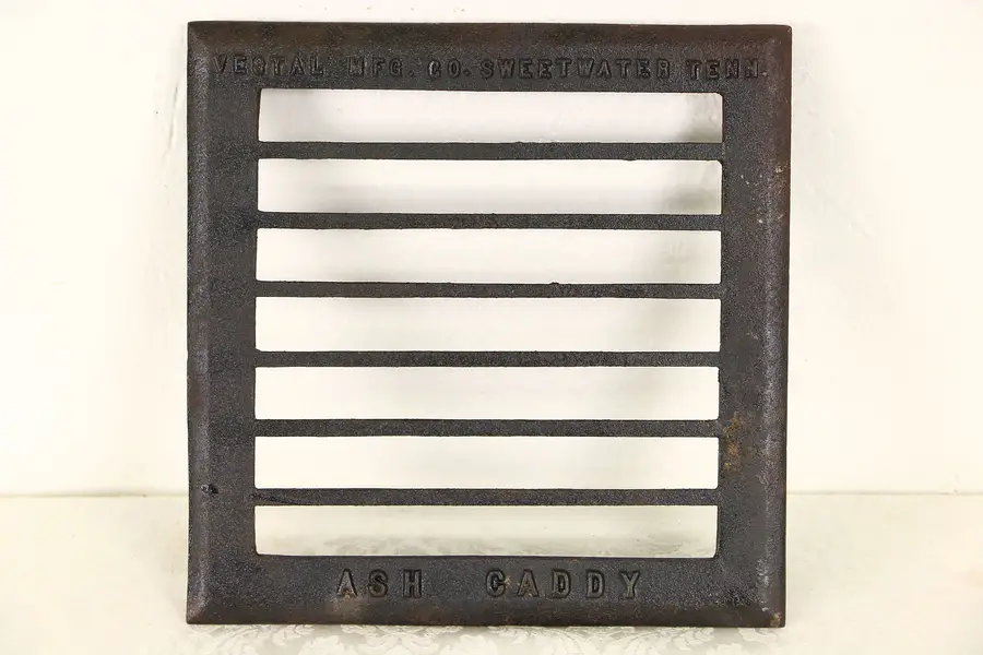 Photo of Fireplace Antique Iron Ash Caddy Grate, Signed Vestal Sweetwater Tenn.