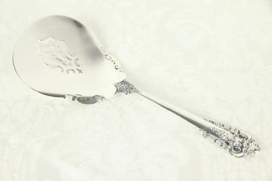 Photo of Grand Baroque Wallace Sterling Silver Pierced 8" Serving Spoon