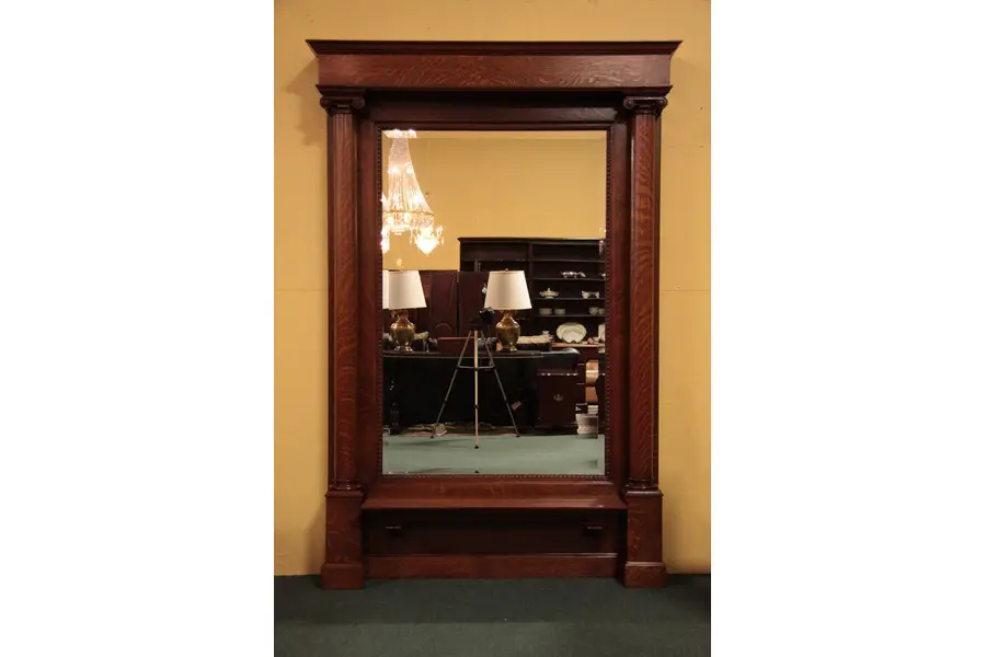Photo of Classic Quarter Sawn Antique Oak Pier or Hall Mirror
