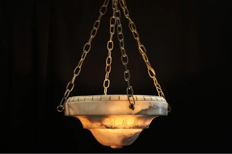 Photo of Alabaster Art Deco Antique Ceiling Light Fixture