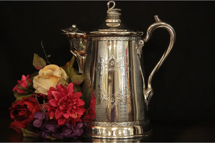 Photo of Victorian Stimpson NY Silver Water Pitcher, Swan