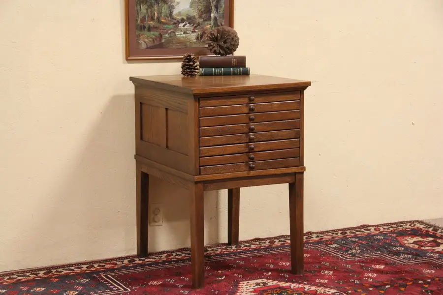 Photo of Arts & Crafts 1900 Antique Wis. Map Chest or Collector Cabinet