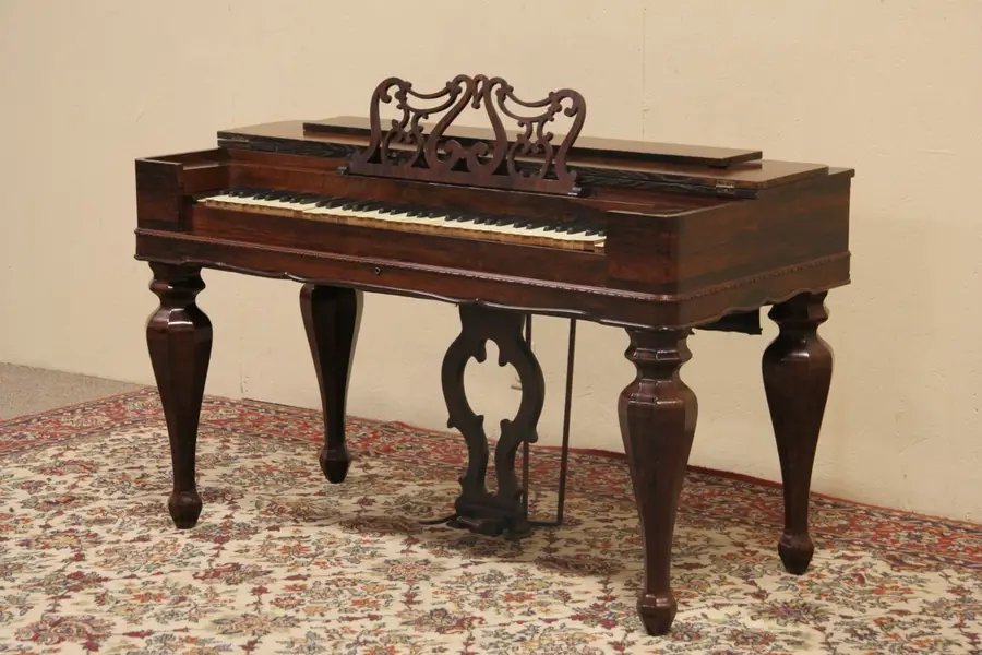 Photo of Rosewood 1850 Antique Console Table with Melodeon Organ, Not Working