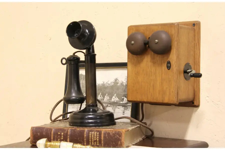 Photo of Kellogg 1908 Pat. Candlestick Phone & Oak Ringer Box