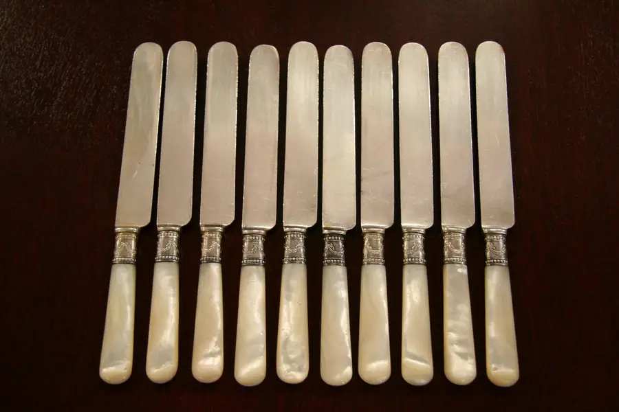 Photo of Mother of Pearl Set of 10 Knives circa 1890