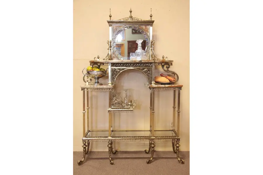 Photo of Victorian Bronze & Onyx Antique Etagere Curio Cabine