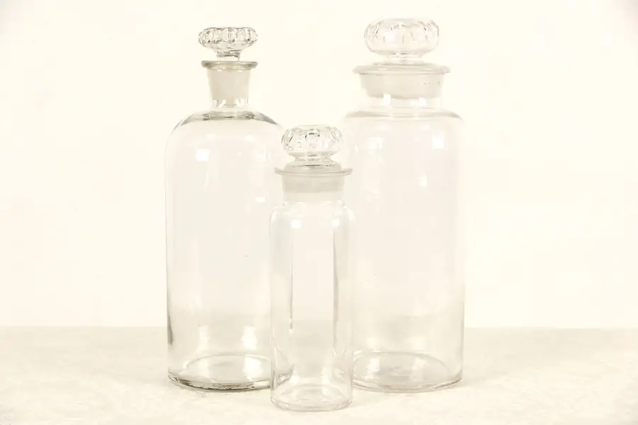 Photo of Set of 3 Apothecary Drug Store 1900 Antique Medical Jars