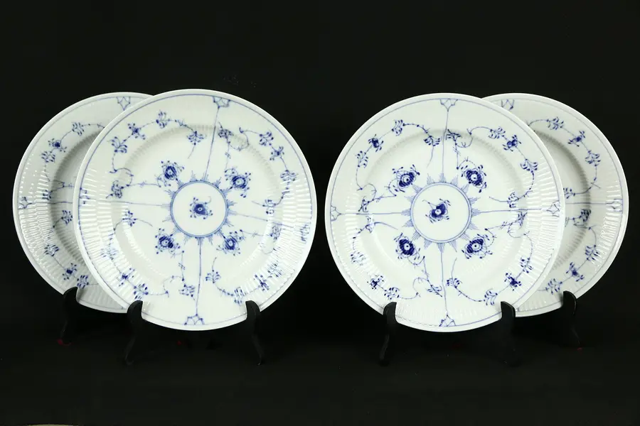 Photo of Royal Copenhagen Blue Fluted Set of 4 10" Deep Dinner Plates