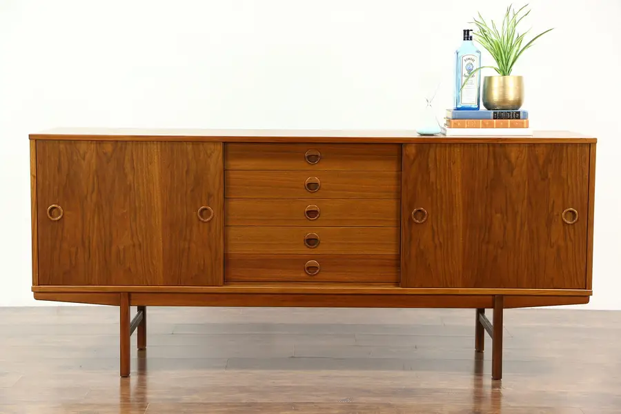 Photo of Midcentury Modern 1960's Teak Credenza, Sideboard, TV Console Cabinet