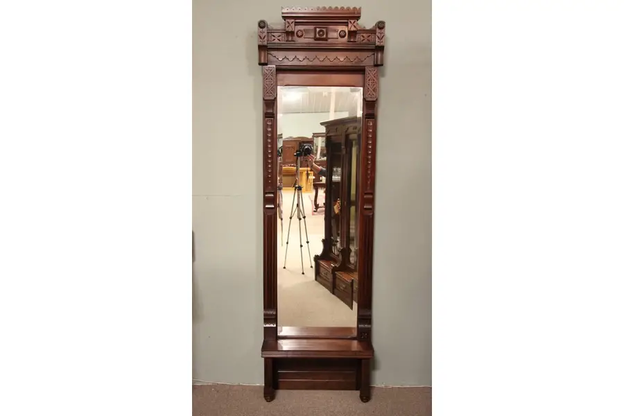 Photo of Victorian Walnut Eastlake Pier or Hall Mirror, 1880