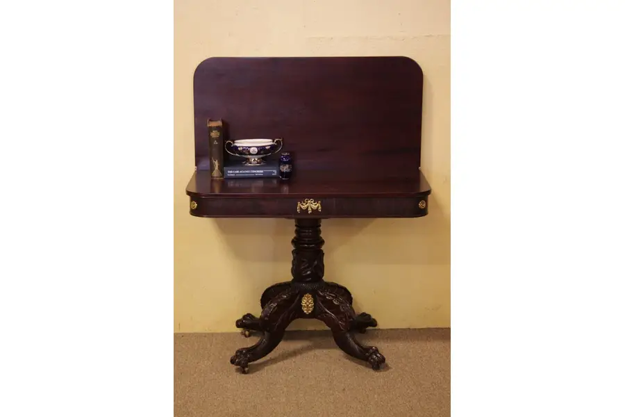 Photo of Empire 1820's Antique Pawfooot Mahogany Game Table