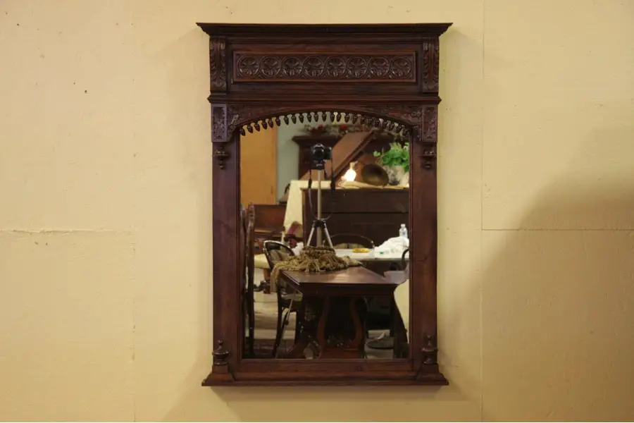 Photo of Brittany Carved Chestnut Wall or Mantel Mirror