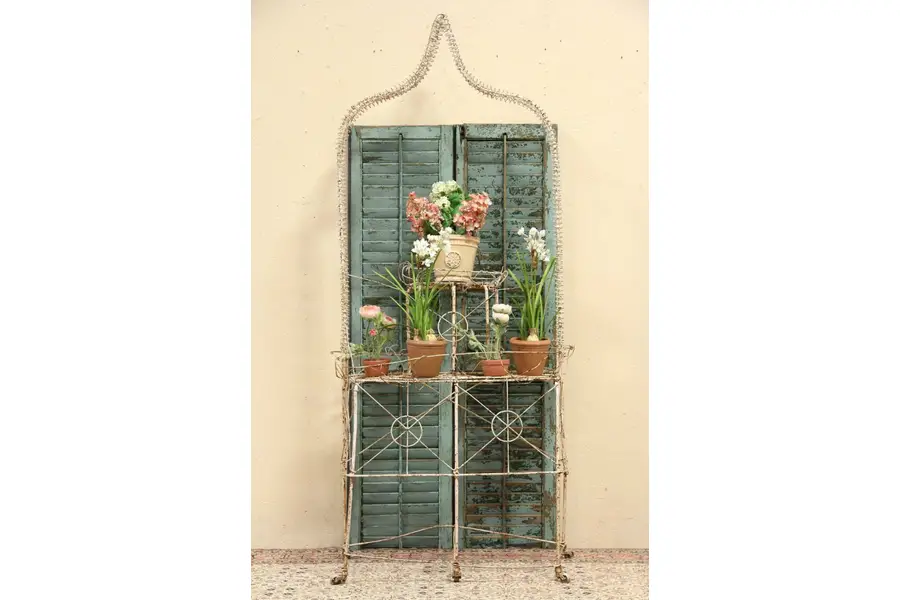 Photo of Victorian 1890's Antique Wire Garden Plant Stand