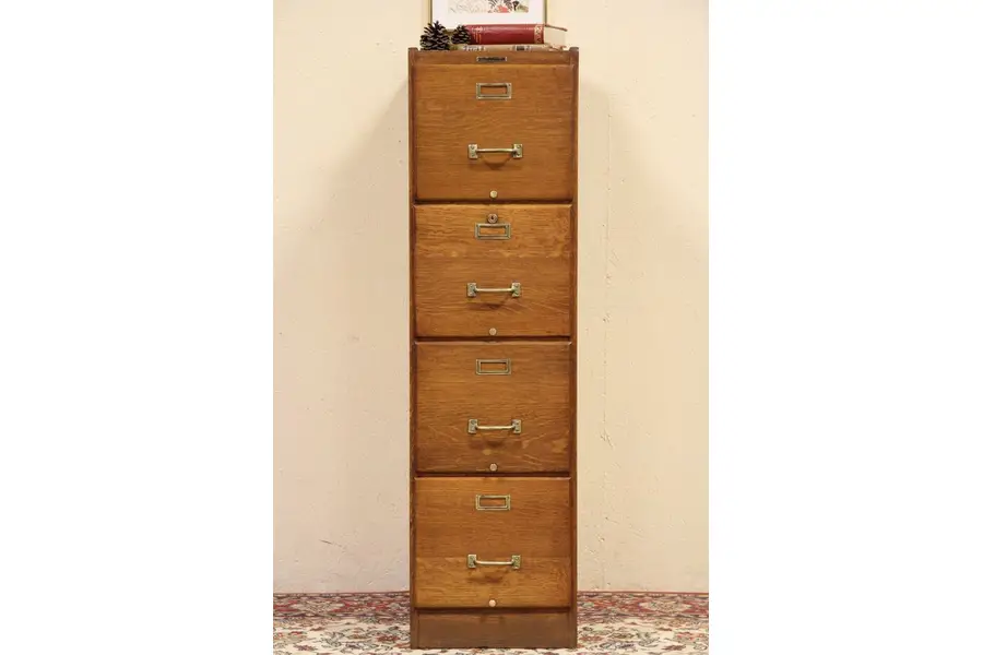 Photo of Oak 4 Drawer 1920 Oak Miller Milwaukee File Cabinet