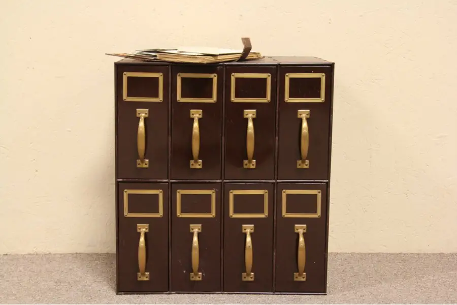Photo of Steel 8 Drawer 1900 Antique File Cabinet Module