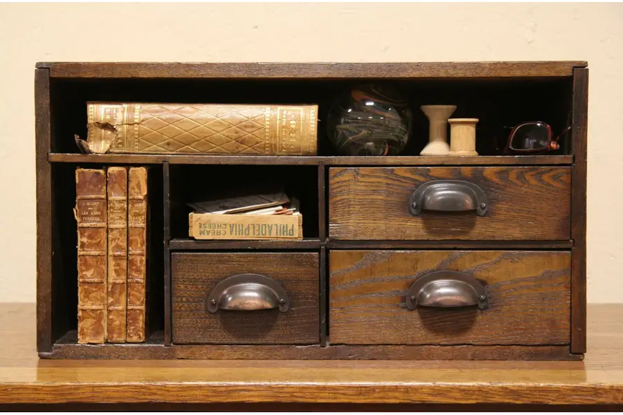 Photo of Oak 1900 Antique Countertop File Ledger Holder