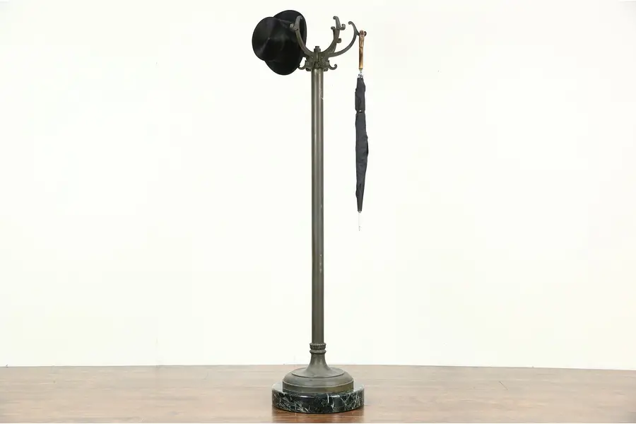 Photo of Marble & Bronze Antique 1900 Hat Tree, Costumer or Coat Rack