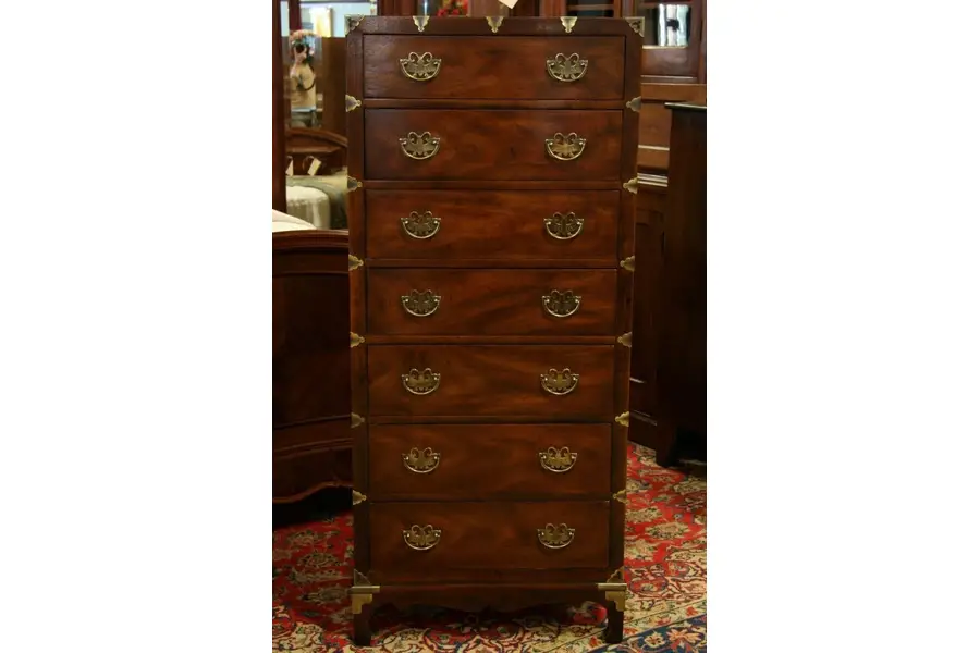 Photo of Henredon Campaign Style 7 Drawer Lingerie Chest