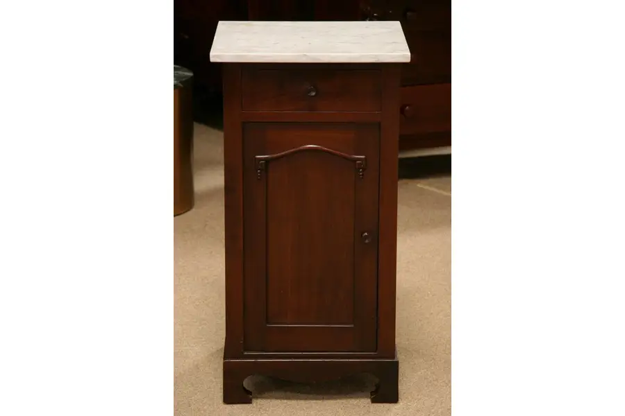 Photo of Marble Top Antique Nightstand or Bedside Table