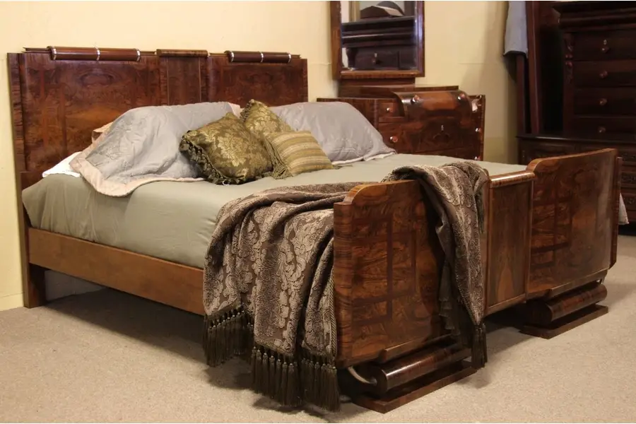 Photo of Art Deco King Size Rosewood & Burl Bed