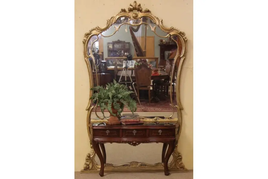 Photo of Italian Antique Carved Hall Mirror or Foyer Console
