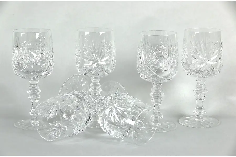 Photo of Colwein by Kristall Neubert Set of 6 Cut Crystal 6" Tall Wine or Water Goblets