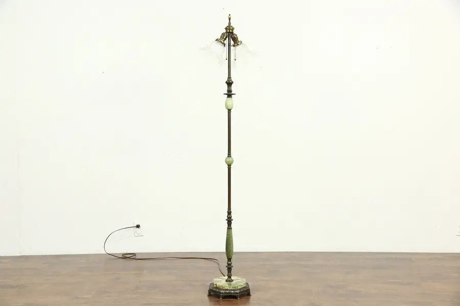 Photo of Onyx Antique 1915 Floor Lamp, Glass Shades