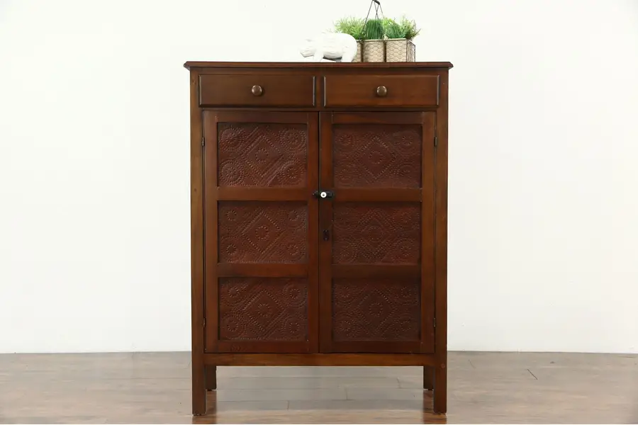 Photo of Pie Safe Antique Kitchen Pantry Cupboard, Punched Tin Panels