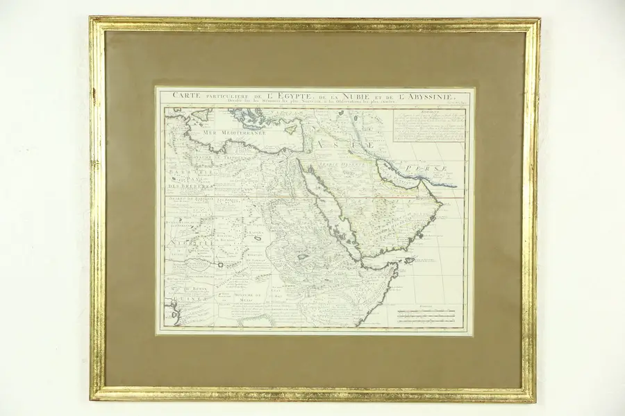 Photo of French Hand Colored Africa Map of Egypt, Nubia & Abyssinia or Ethiopia