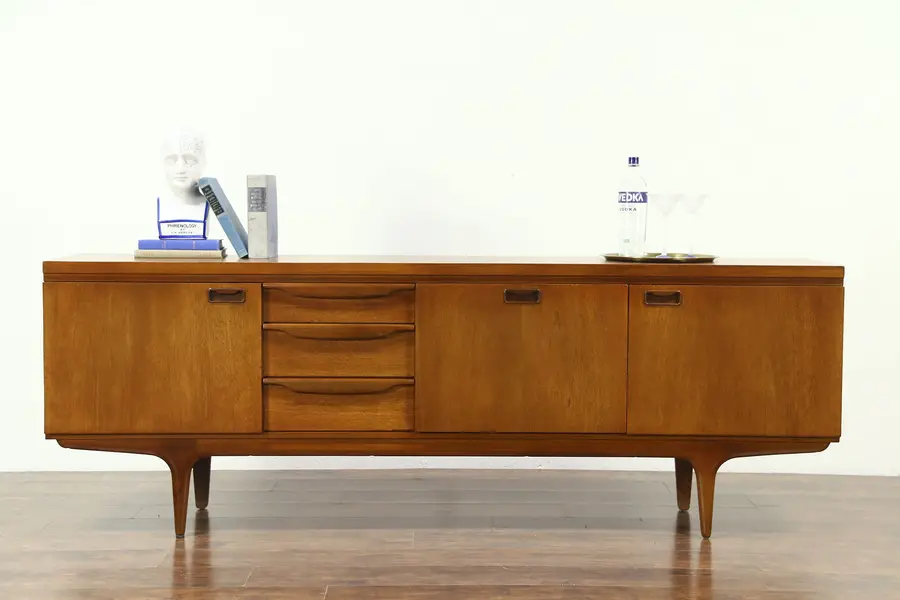 Photo of Midcentury Modern 1965 Vintage Teak Bar Cabinet or Wide TV Console, England