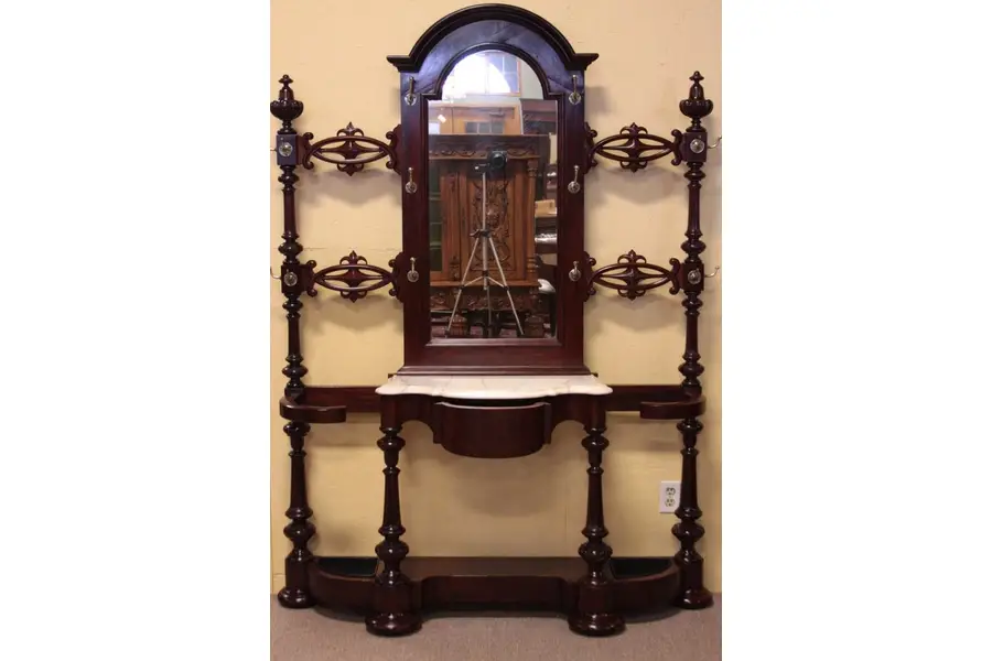 Photo of Victorian Mahogany Foyer or Hall Stand with Mirror
