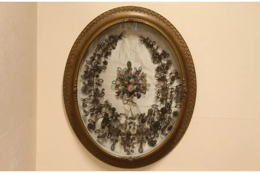 Photo of Victorian 52" Oval Shadow Box, Hair Wreath