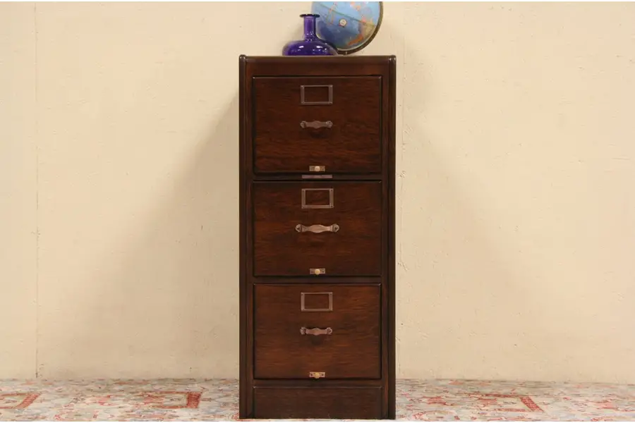 Photo of Oak Library 3 Drawer 1915 Antique File Cabinet
