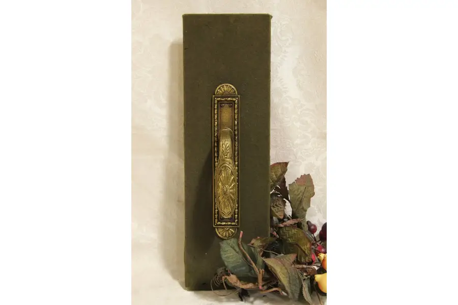 Photo of Yale Antique 1900 Bronze Sample Door Lever & Backplate, Fan Design