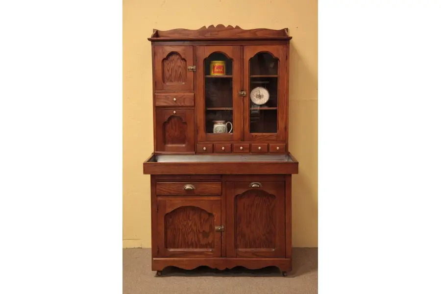 Photo of Victorian Oak Dry Sink & Kitchen Baker's Cabinet