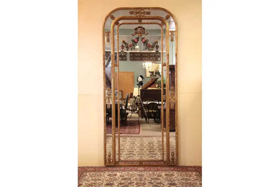 Photo of Gold Leaf Antique 8'8" Foyer or Hall Mirror