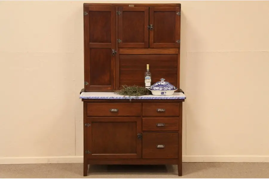 Photo of Wilson Antique Hoosier Oak Kitchen Cupboard