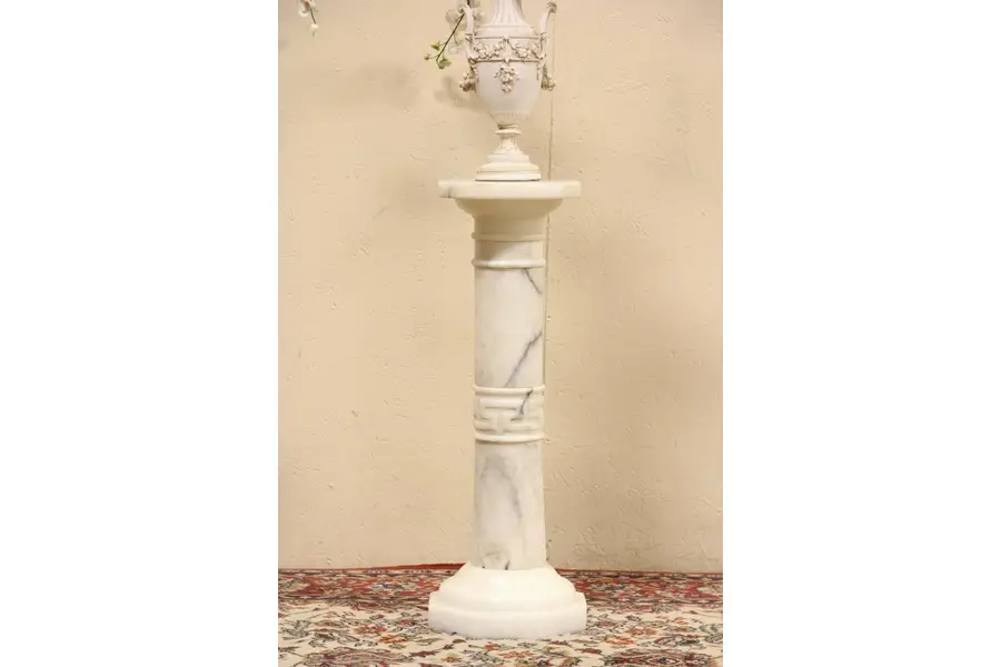 Photo of Italian Alabaster Stone 1910 Antique Column or Pedestal