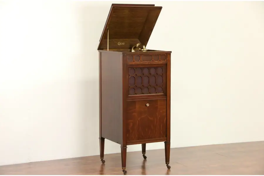 Photo of Edison Oak 1916 Phonograph Wind Up Record Player