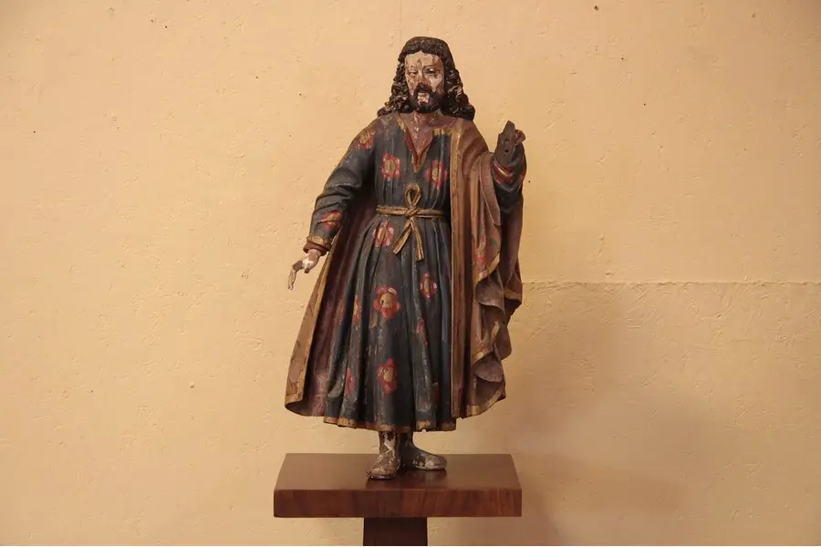 Photo of Handcarved & Painted Wooden Jesus Statue or Santos