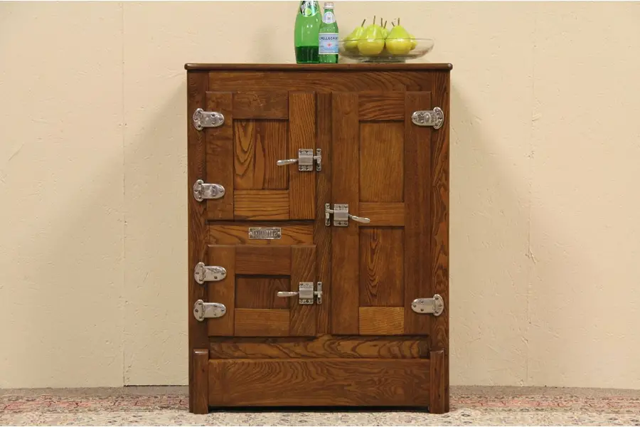 Photo of Oak 1900 Ice Box Antique Refrigerator