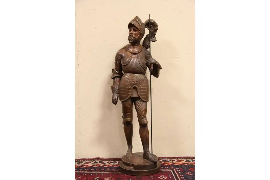 Photo of Knight Sculpture, Bois Guilbert 1900 Antique Terracotta Statue