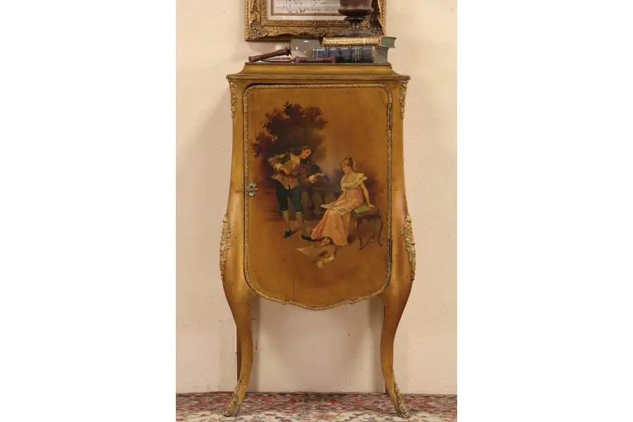 Photo of Vernis Martin Hand Painted French 1900 Antique Music Cabinet