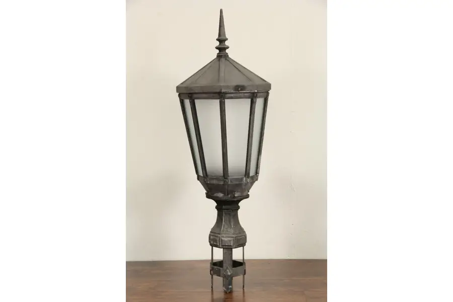 Photo of New York City Salvage 1920's Antique Street Light Lamp or Lantern, Signed King