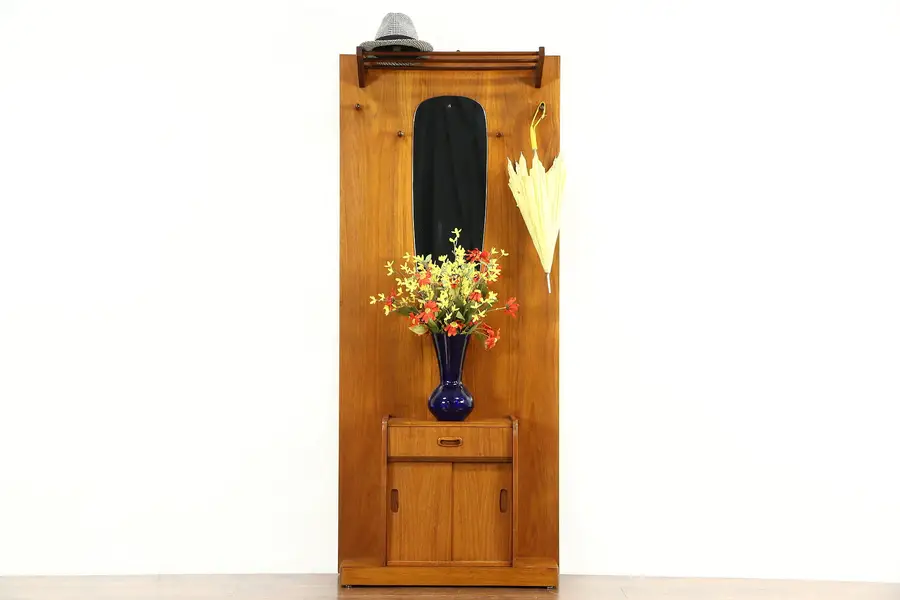 Photo of Midcentury Modern 1960 Vintage Teak Hall Stand, Denmark