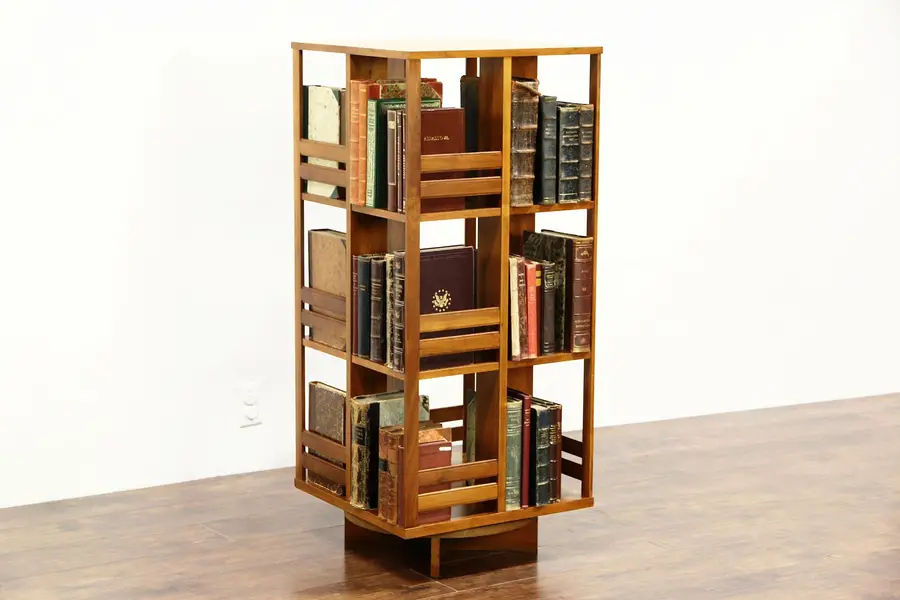 Photo of Midcentury Modern 1960's Vintage Teak Spinning or Revolving Bookcase, Denmark