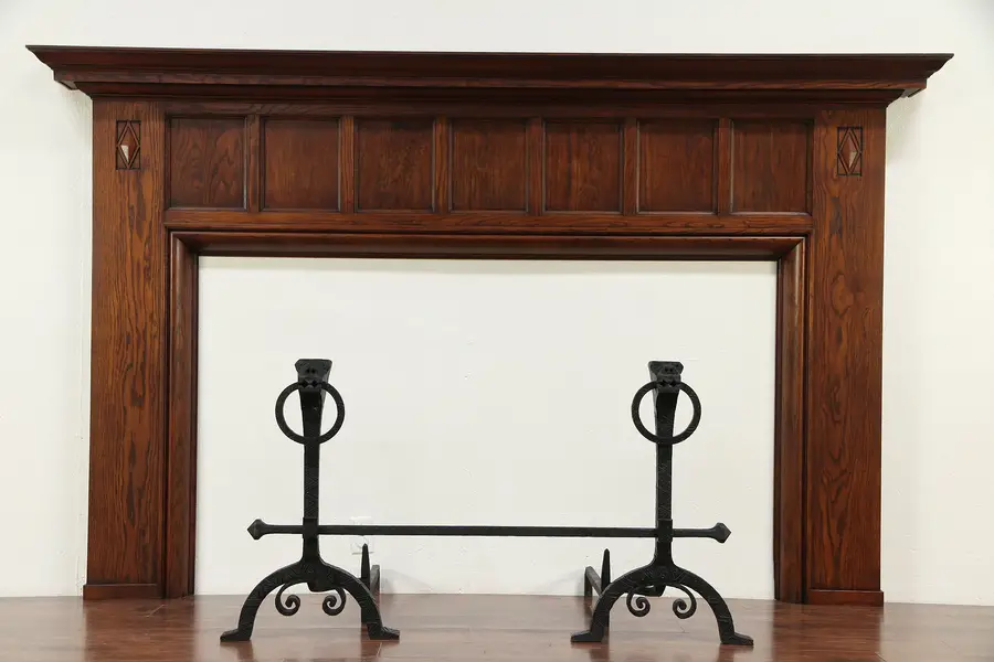 Photo of Oak Architectural Salvage Antique Giant Craftsman Fireplace Mantel